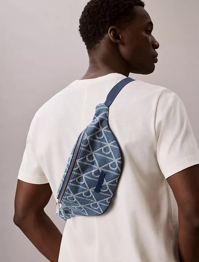 Denim Allover Emblem Logo Waistpack Denim Allover Emblem Logo Waistpack