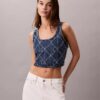 Denim Allover Monogram Cropped Tank Top Denim Allover Monogram Cropped Tank Top