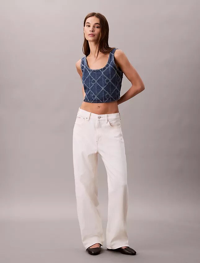 Denim Allover Monogram Cropped Tank Top Denim Allover Monogram Cropped Tank Top