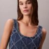 Denim Allover Monogram Cropped Tank Top Denim Allover Monogram Cropped Tank Top