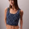 Denim Allover Monogram Cropped Tank Top Denim Allover Monogram Cropped Tank Top
