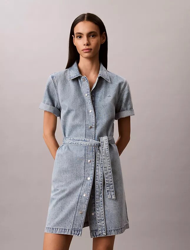 Denim Belted Mini Dress Denim Belted Mini Dress