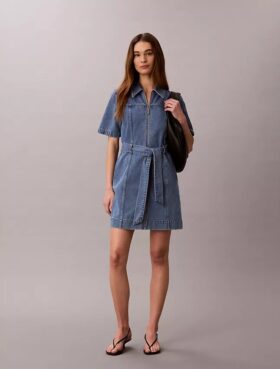 Denim Belted Shirt Dress