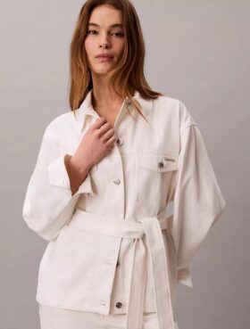 Denim Cinched Belted Jacket