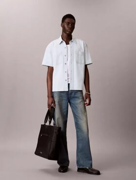 Denim Classic Short Sleeve Button-Down Shirt