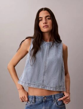 Denim Cropped Shell Top