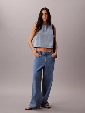 Denim Cropped Shell Top