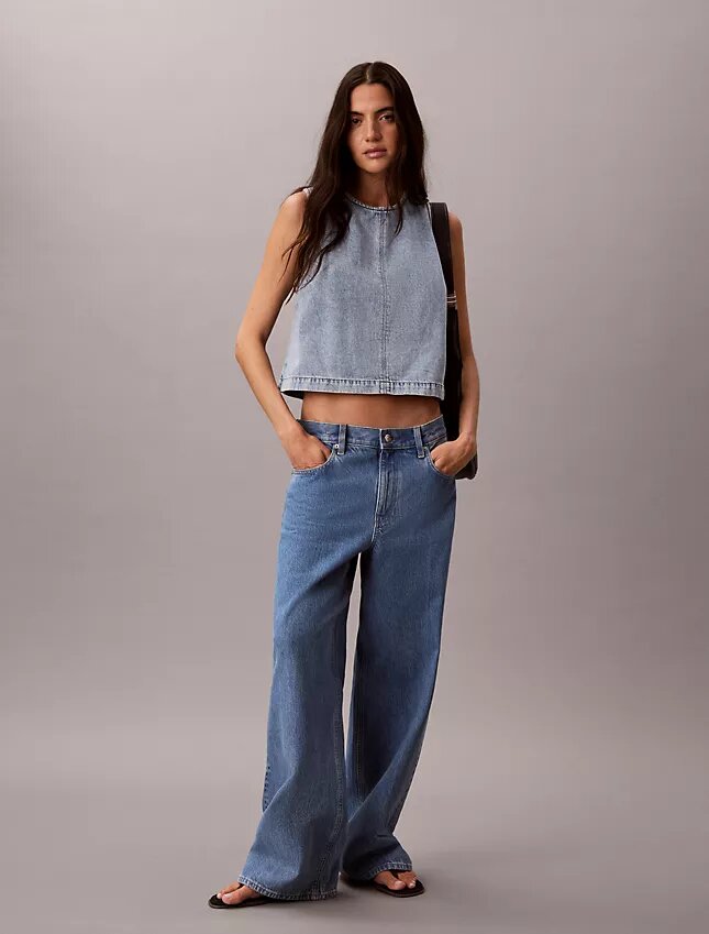 Denim Cropped Shell Top Denim Cropped Shell Top