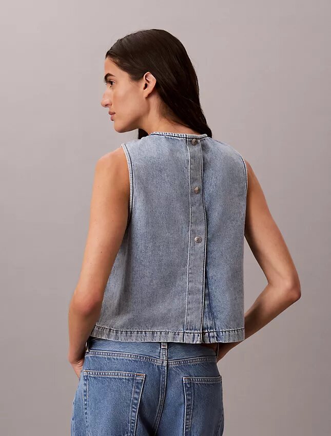 Denim Cropped Shell Top Denim Cropped Shell Top