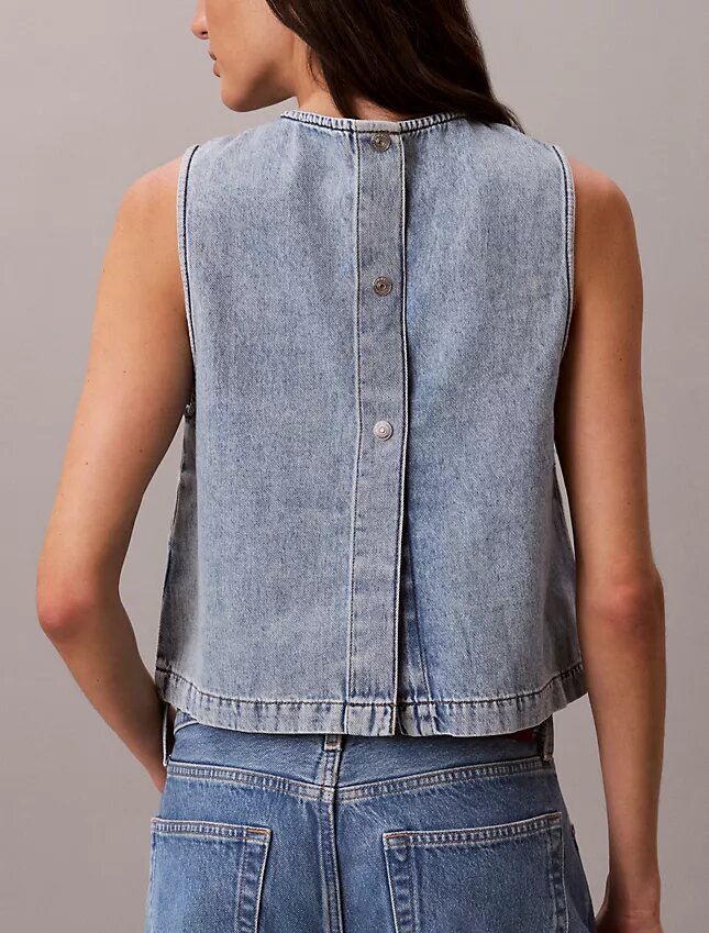 Denim Cropped Shell Top Denim Cropped Shell Top