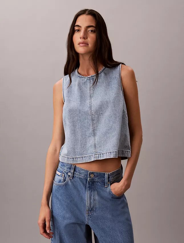 Denim Cropped Shell Top Denim Cropped Shell Top