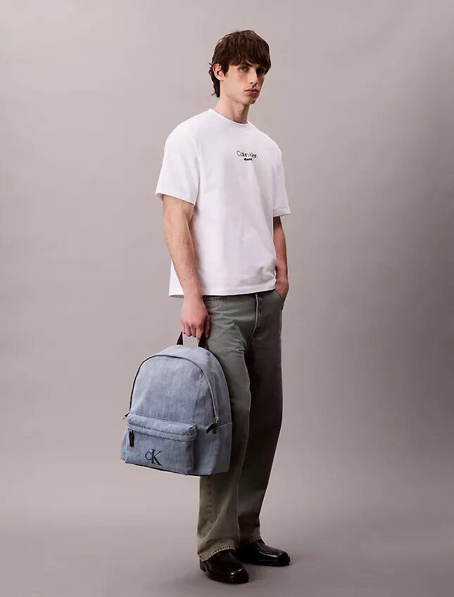 Denim Monogram Logo Backpack Denim Monogram Logo Backpack
