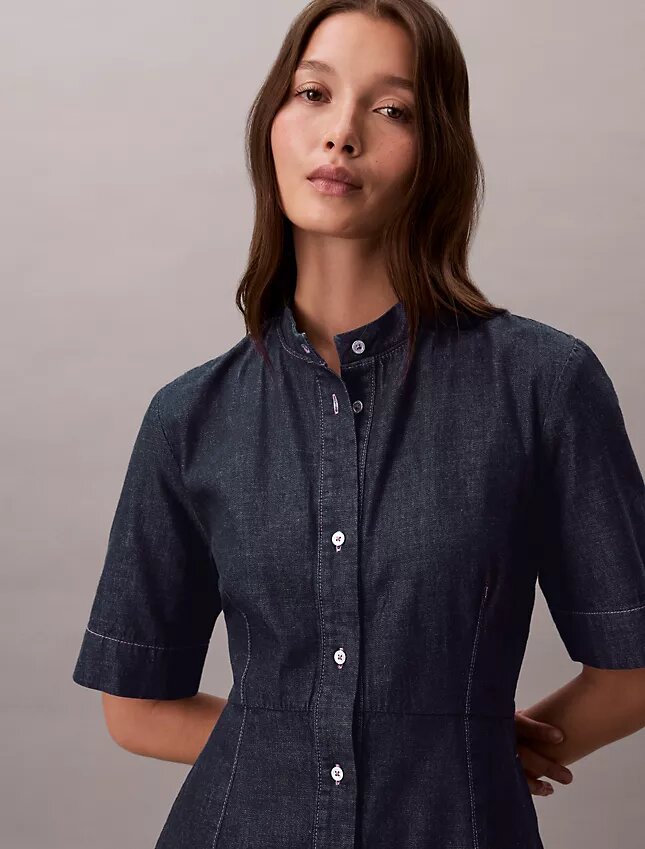 Denim Short Sleeve Dress Denim Short Sleeve Dress