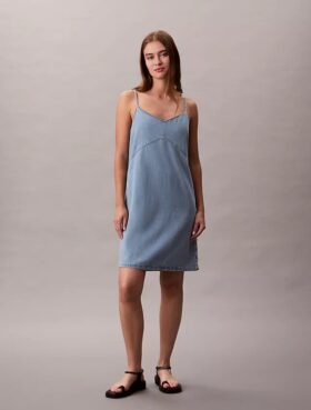 Denim Strappy Mini Dress