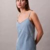 Denim Strappy Mini Dress
