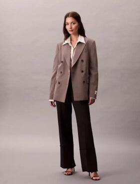 Double-Breasted Wool Gabardine Blend Blazer Double-Breasted Wool Gabardine Blend Blazer