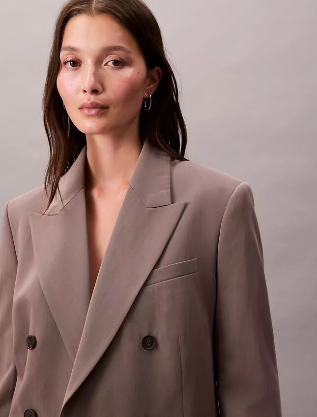 Double-Breasted Wool Gabardine Blend Blazer Double-Breasted Wool Gabardine Blend Blazer