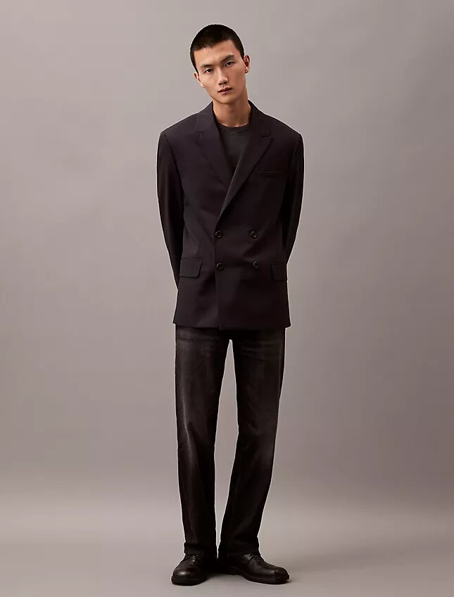 Double-Breasted Wool Gabardine Blend Blazer Double-Breasted Wool Gabardine Blend Blazer