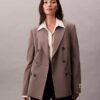 Double-Breasted Wool Gabardine Blend Blazer Double-Breasted Wool Gabardine Blend Blazer