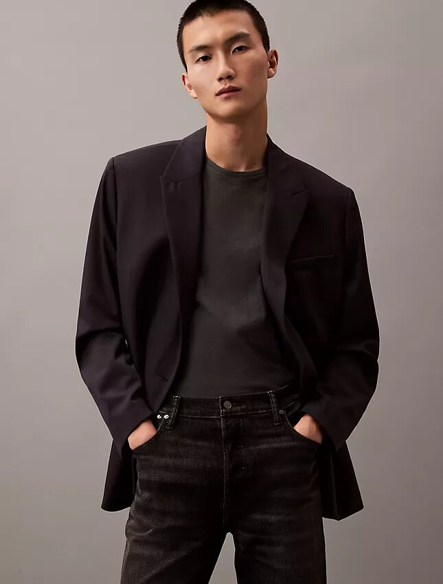 Double-Breasted Wool Gabardine Blend Blazer Double-Breasted Wool Gabardine Blend Blazer