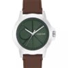 Emblem Dial Leather Strap Watch