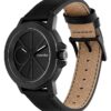 Emblem Dial Leather Strap Watch