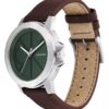 Emblem Dial Leather Strap Watch