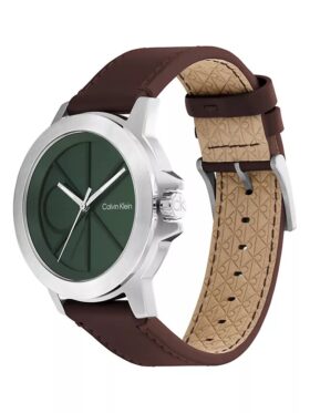 Emblem Dial Leather Strap Watch Emblem Dial Leather Strap Watch