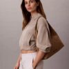 Emblem Jacquard Shoulder Bag