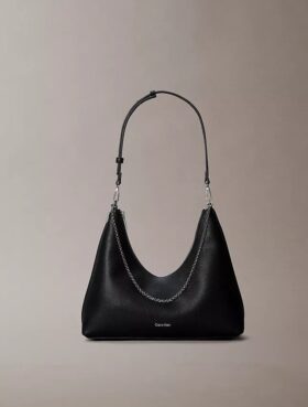 Emblem Logo Hardware Pebble Shoulder Bag