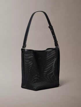 Emblem Mesh Bucket Bag
