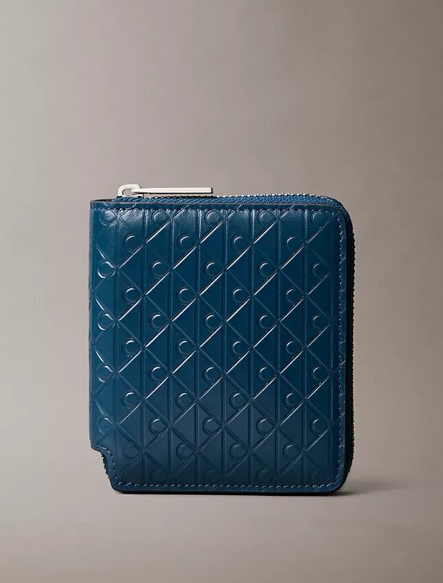 Embossed Allover Emblem Logo Zip Wallet Embossed Allover Emblem Logo Zip Wallet