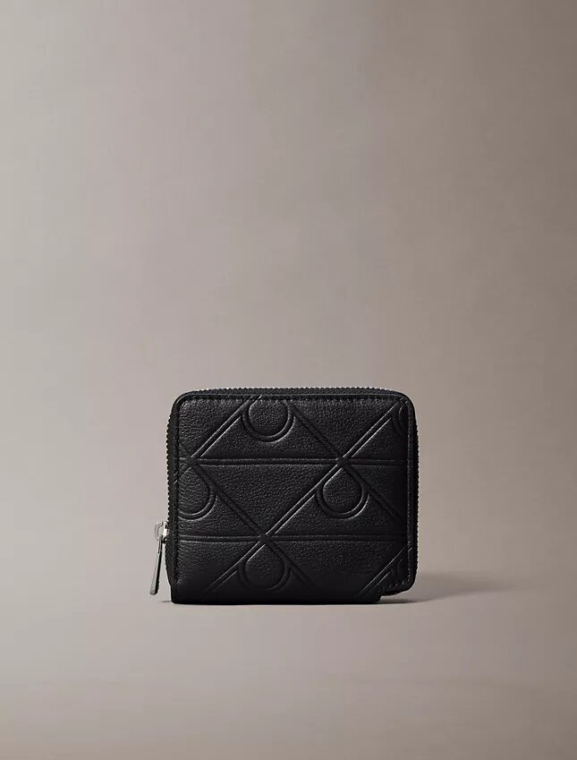 Embossed Allover Emblem Logo Zip Wallet Embossed Allover Emblem Logo Zip Wallet