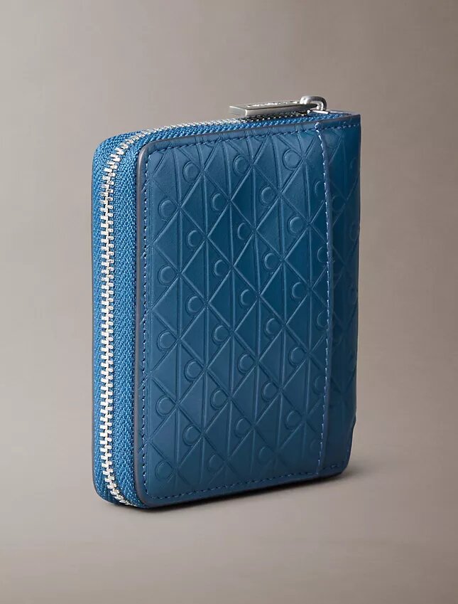 Embossed Allover Emblem Logo Zip Wallet Embossed Allover Emblem Logo Zip Wallet