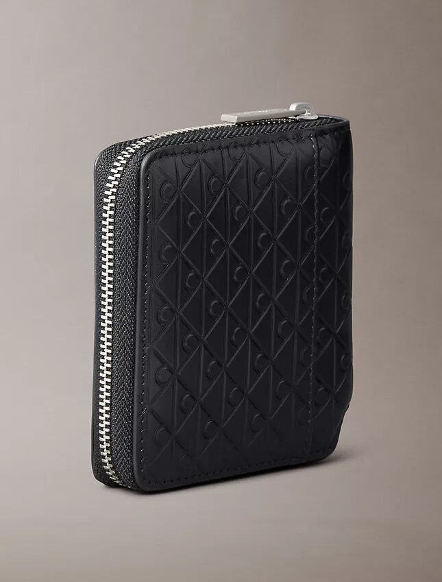 Embossed Allover Emblem Logo Zip Wallet Embossed Allover Emblem Logo Zip Wallet