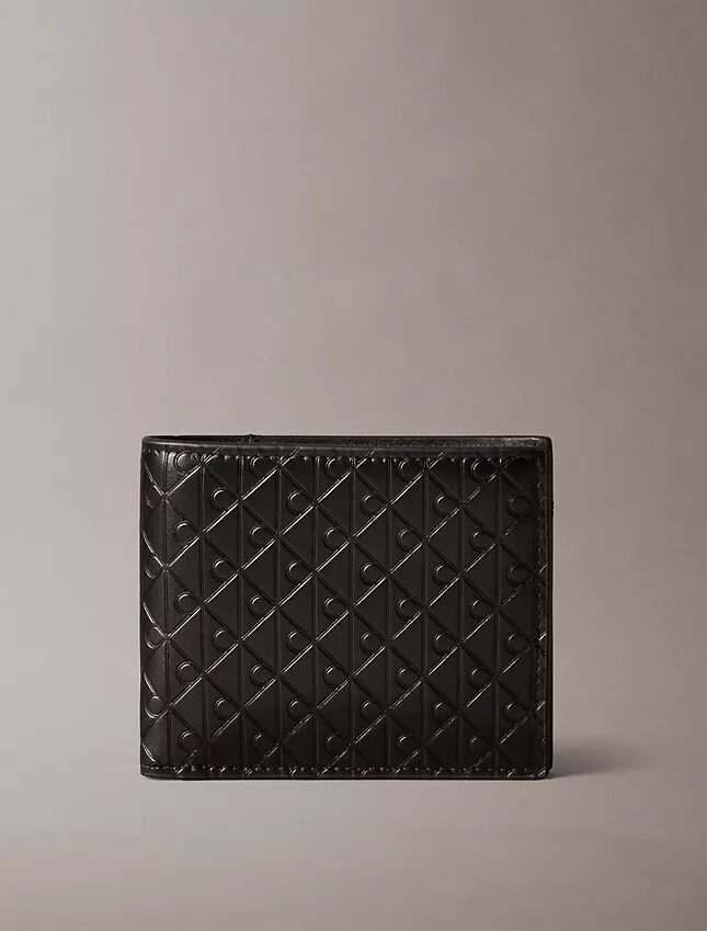 Embossed Allover Monogram Bifold Wallet with Coin Pouch Embossed Allover Monogram Bifold Wallet with Coin Pouch
