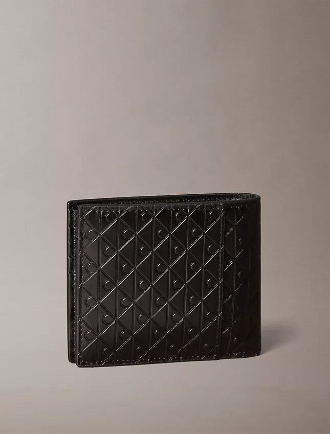 Embossed Allover Monogram Bifold Wallet with Coin Pouch Embossed Allover Monogram Bifold Wallet with Coin Pouch