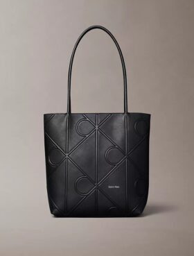Embossed Emblem Logo Small Tote Bag