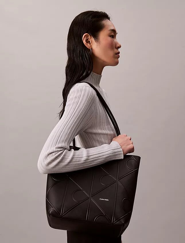 Embossed Emblem Logo Small Tote Bag Embossed Emblem Logo Small Tote Bag