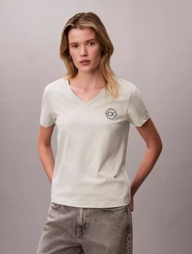 Embroidered Ck Crest V-Neck Tee