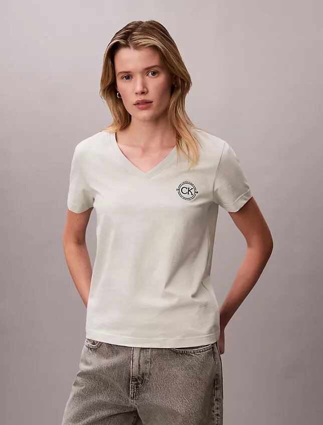Embroidered Ck Crest V-Neck Tee Embroidered Ck Crest V-Neck Tee