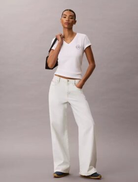 Embroidered Ck Crest V-Neck Tee