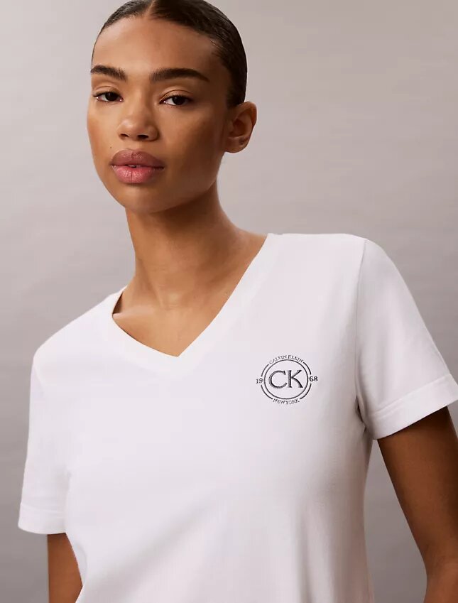 Embroidered Ck Crest V-Neck Tee Embroidered Ck Crest V-Neck Tee