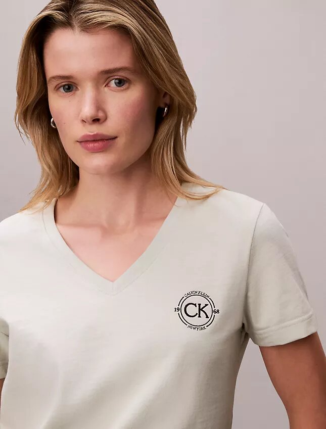 Embroidered Ck Crest V-Neck Tee Embroidered Ck Crest V-Neck Tee