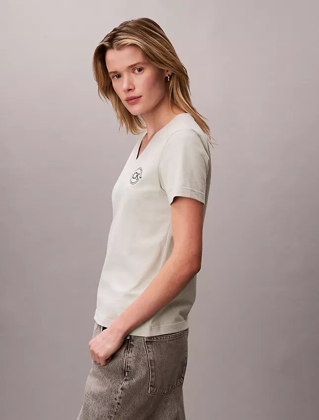 Embroidered Ck Crest V-Neck Tee Embroidered Ck Crest V-Neck Tee