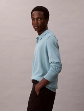 Extra Fine Merino Blend Polo Sweater