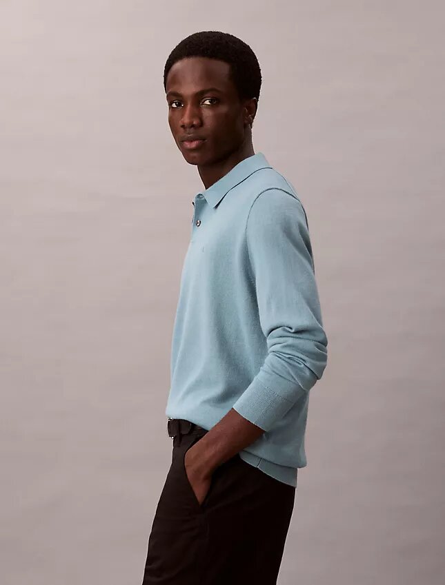 Extra Fine Merino Blend Polo Sweater Extra Fine Merino Blend Polo Sweater