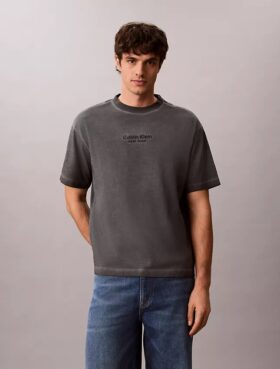 Faded Dye Logo Graphic Classic Crewneck T-Shirt