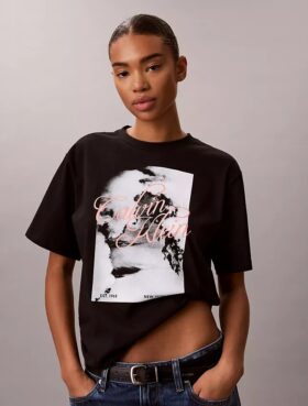 Faded Script Logo Graphic Boxy T-Shirt