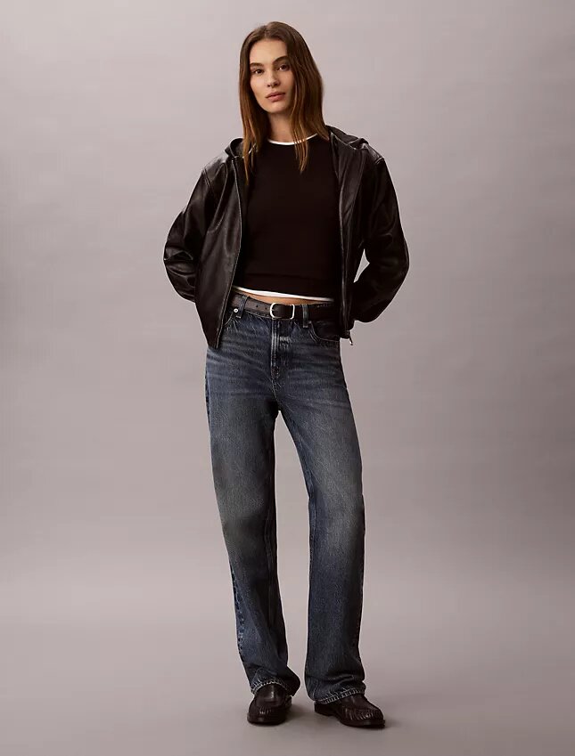 Faux Leather Hooded Jacket Faux Leather Hooded Jacket
